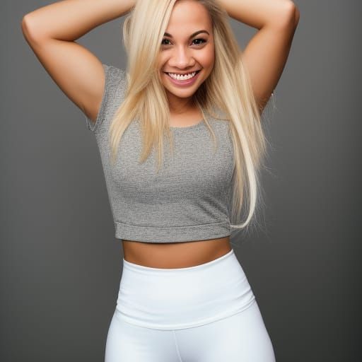 Smiling Woman in Crop Top and Leggings
