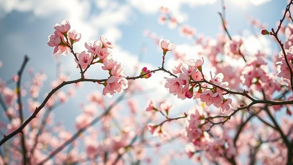 Spring Cherry Blossoms in Watercolor Style
