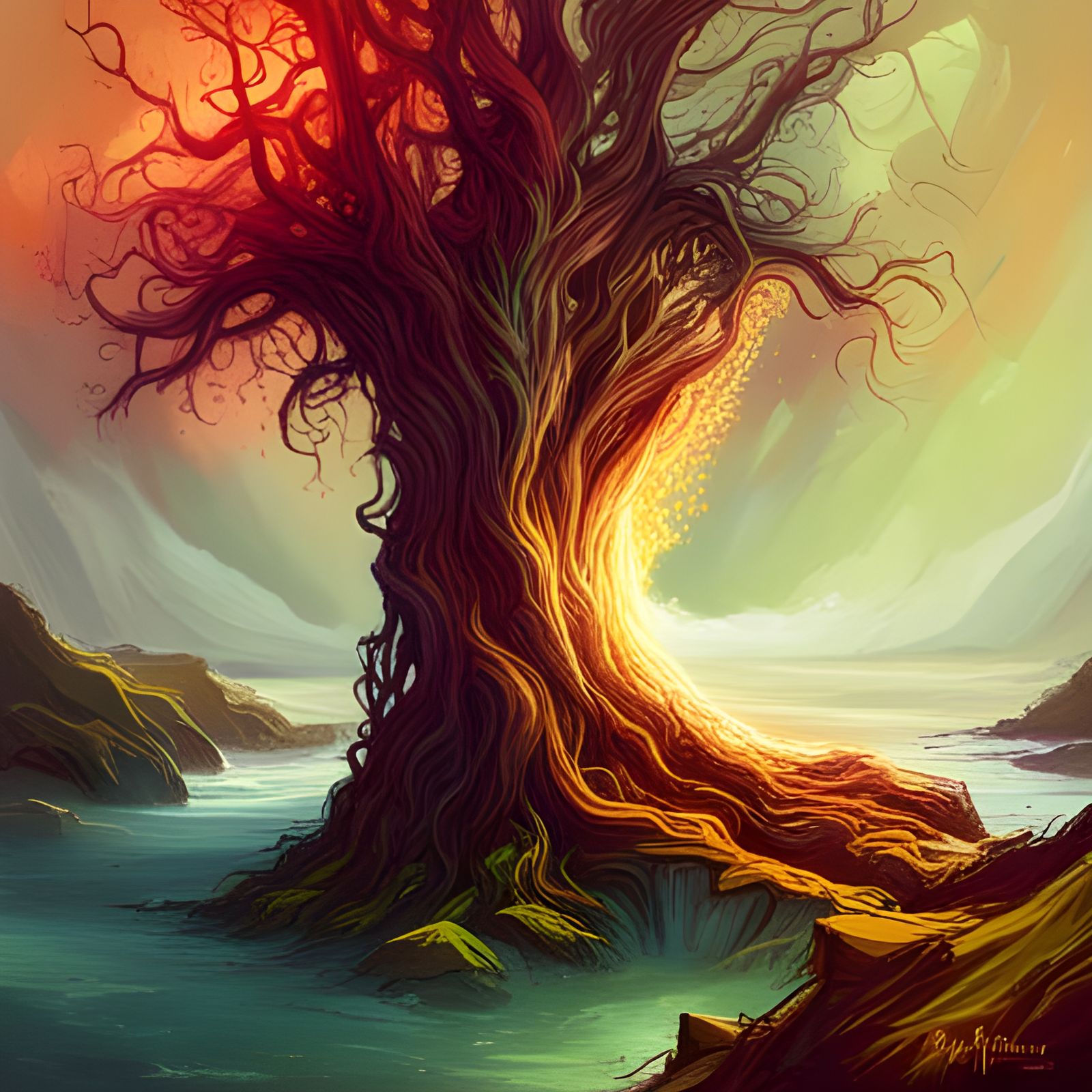 Dreamy Nature Landscape Art in Vivid Colors