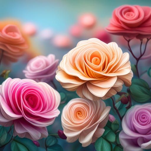 Hyperdetailed Ophelia Roses in Photorealism