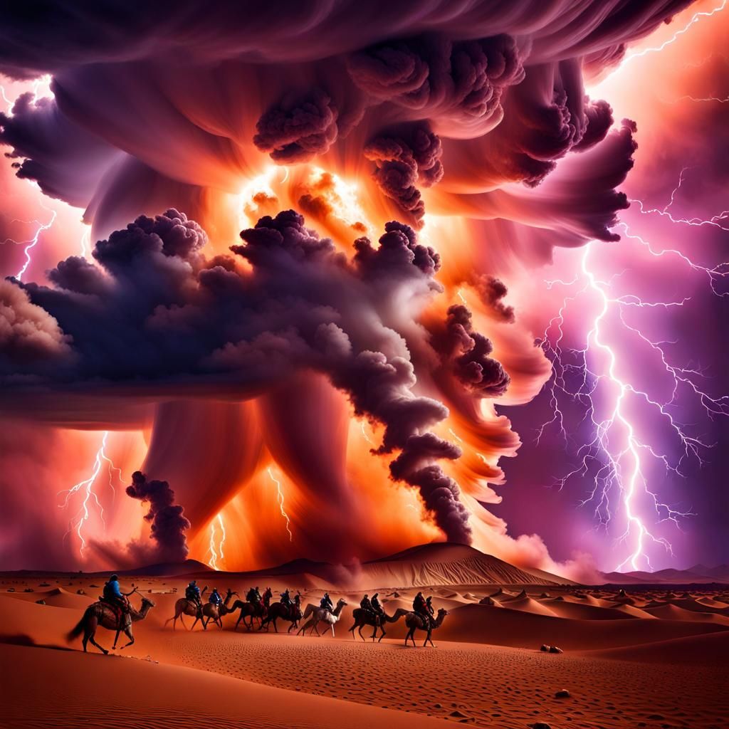 Sahara Sandstorm with Electric Lightning