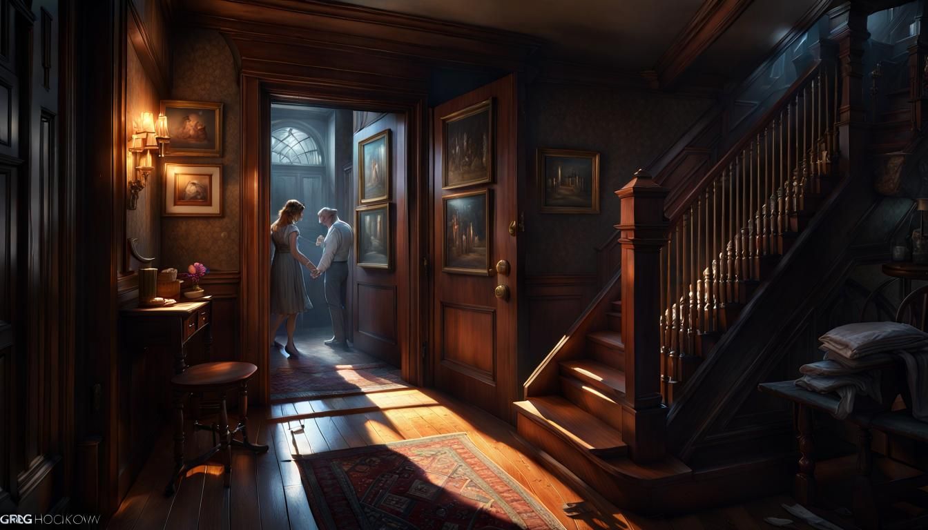 Dark Fantasy Woman Leaving Note at Dawn