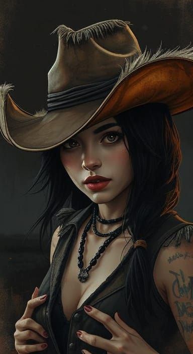 Latina Cowgirl: Hypermaximalist Punk Collage Portrait