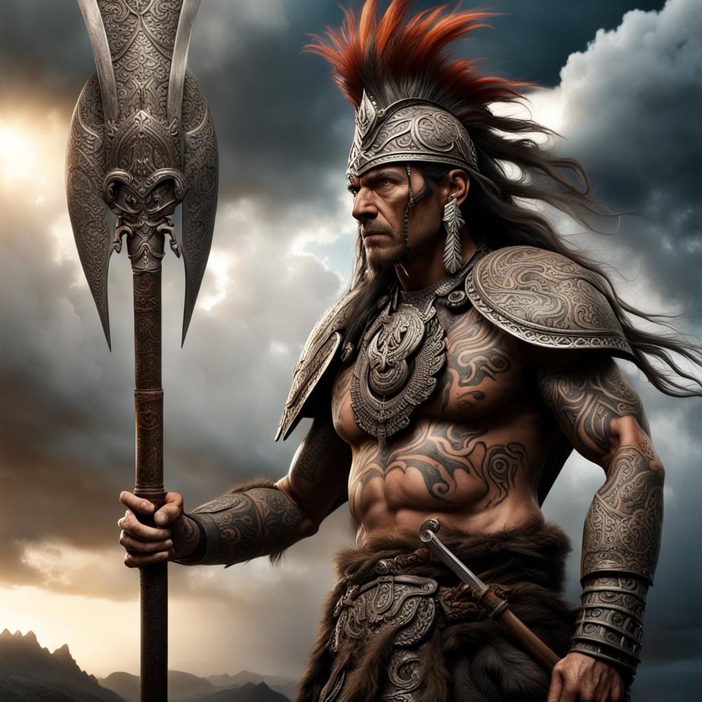 Ancient Warrior at Starting Line: Hyperdetailed Fantasy Phot...