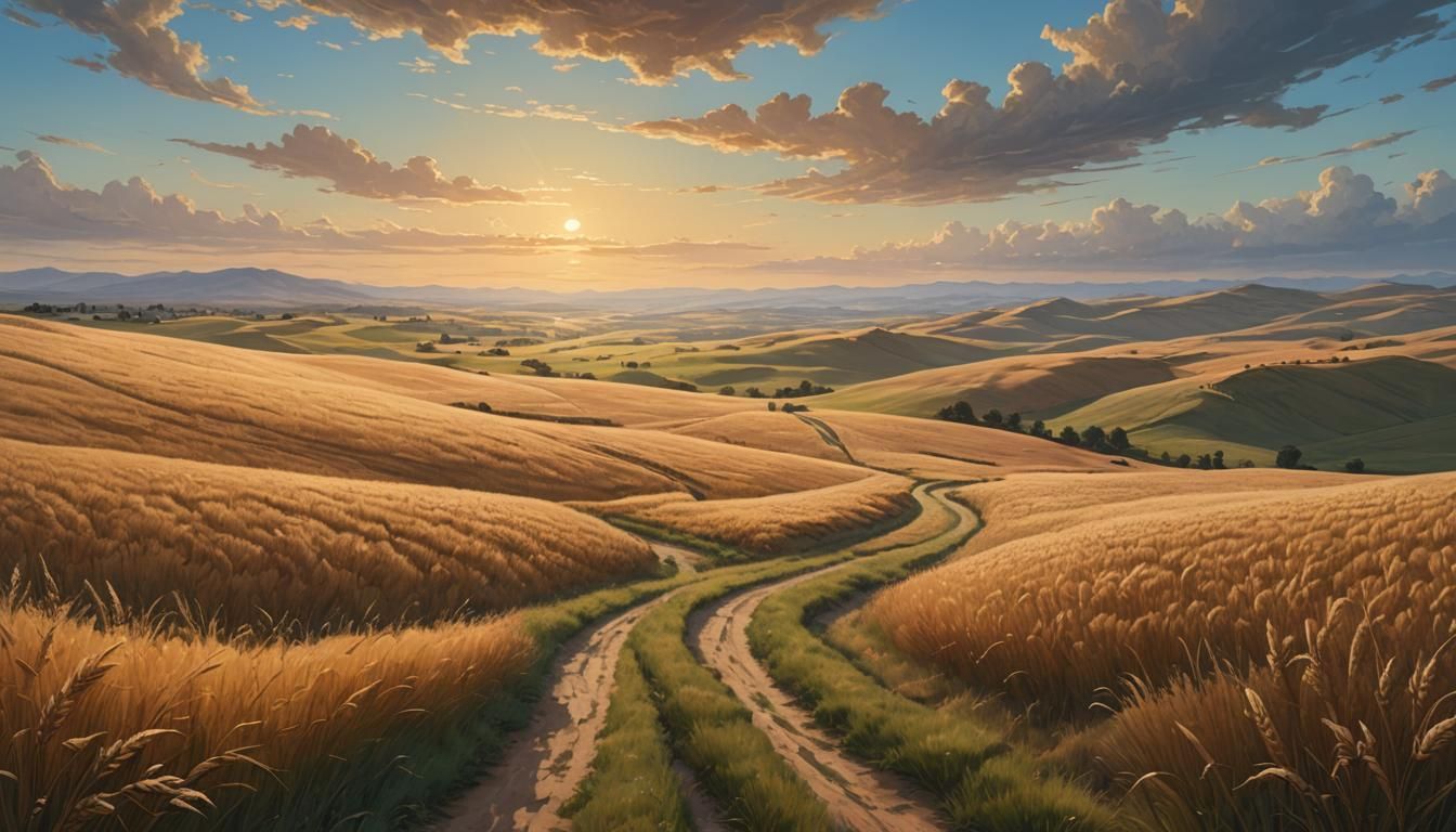 Golden Hour Landscape Concept Art in Realist Style