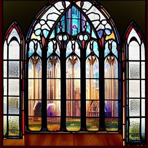 Heart-Shaped Gothic Window in Stained Glass