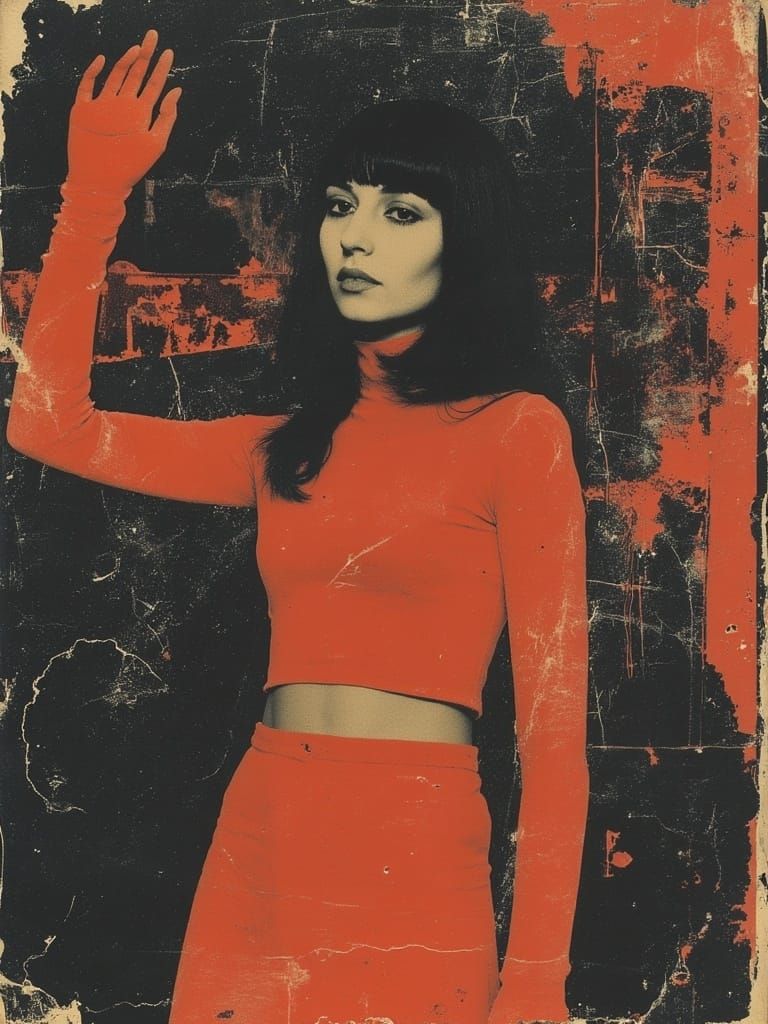 Groovy Psychedelic Fashion Model in 1960s Style Mini Skirts ...