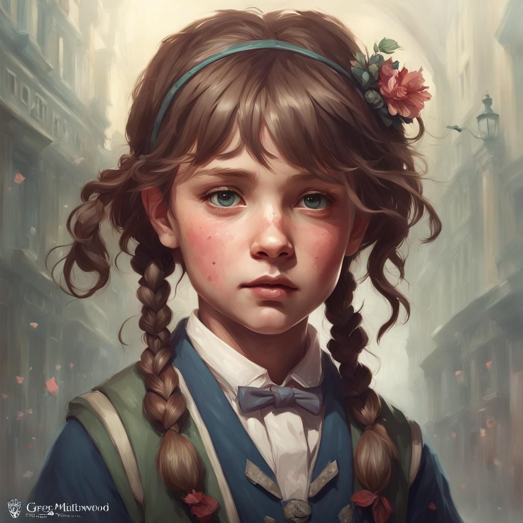 Matilda Wormwood: Detailed Portrait in Art Nouveau Style