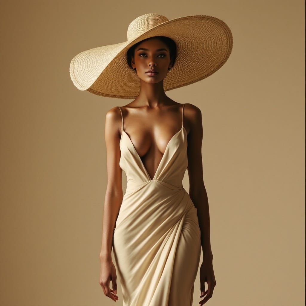 Elegant Woman Emerges in Timeless Fashion