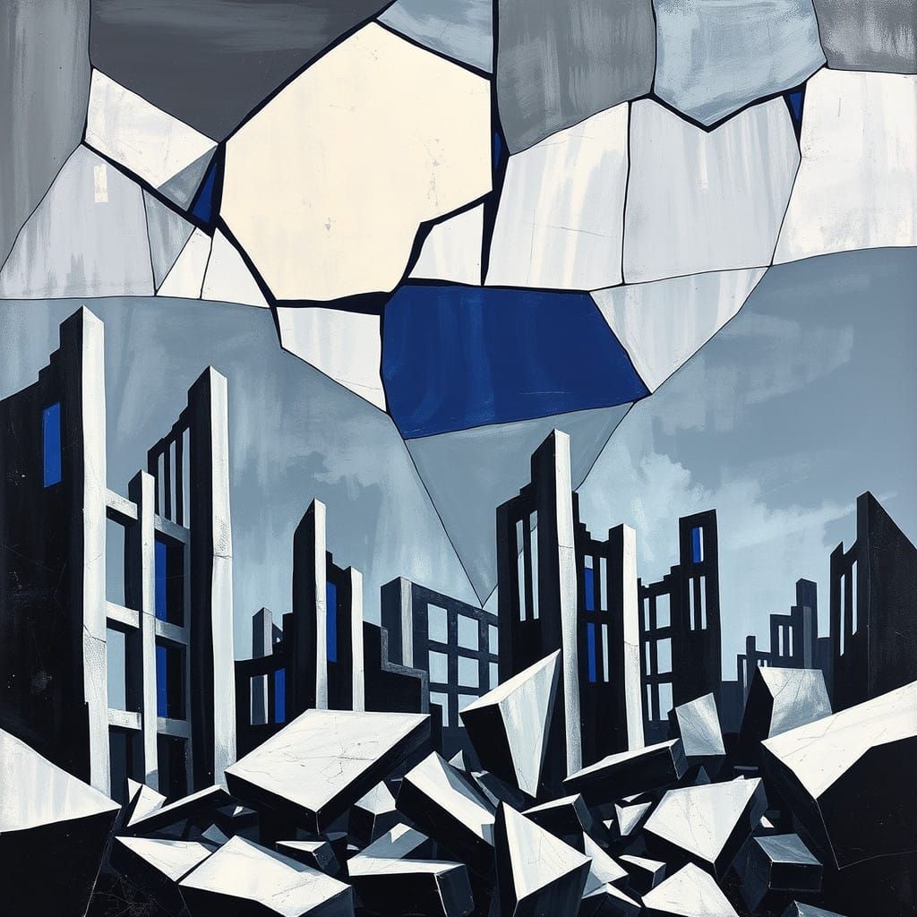 Fractured Winter Abstraction in Geometric Style