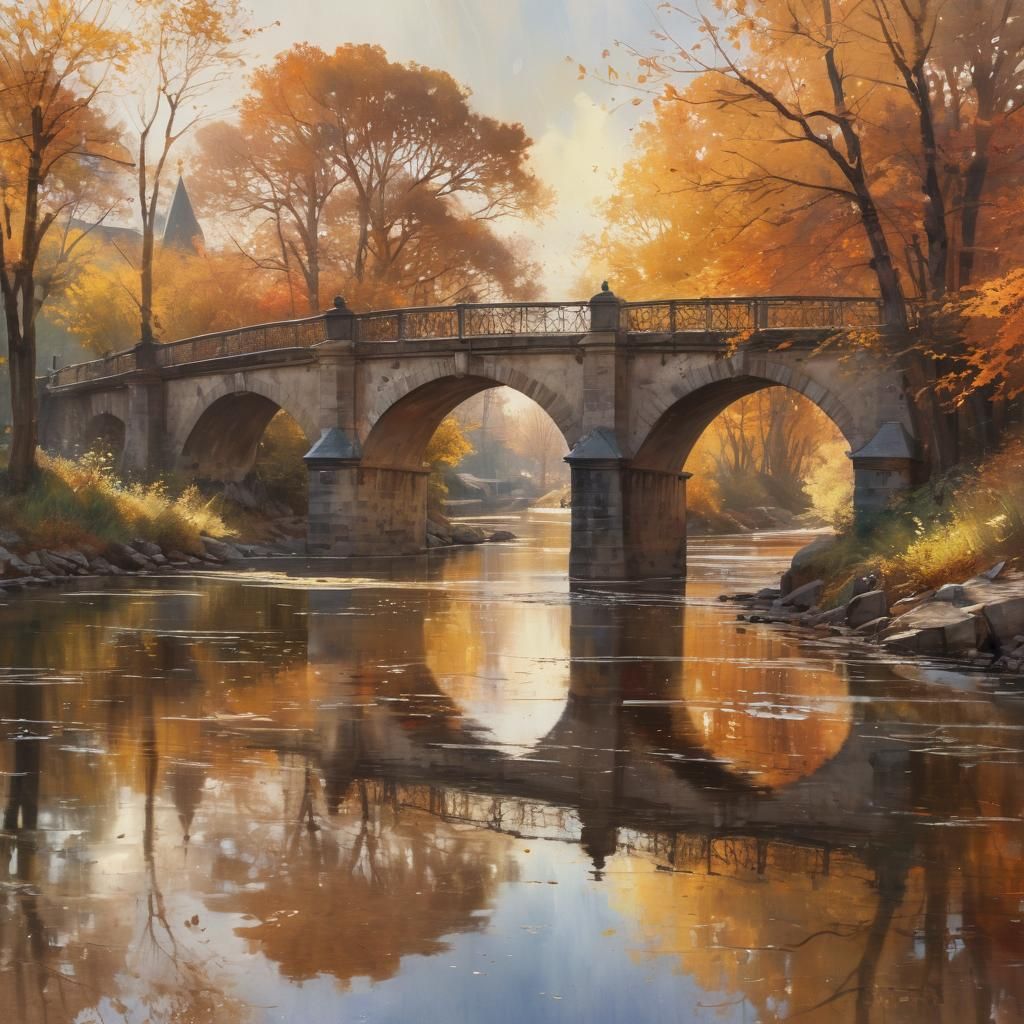 Autumn Idyll: Impressionist View of Fleischbrücke
