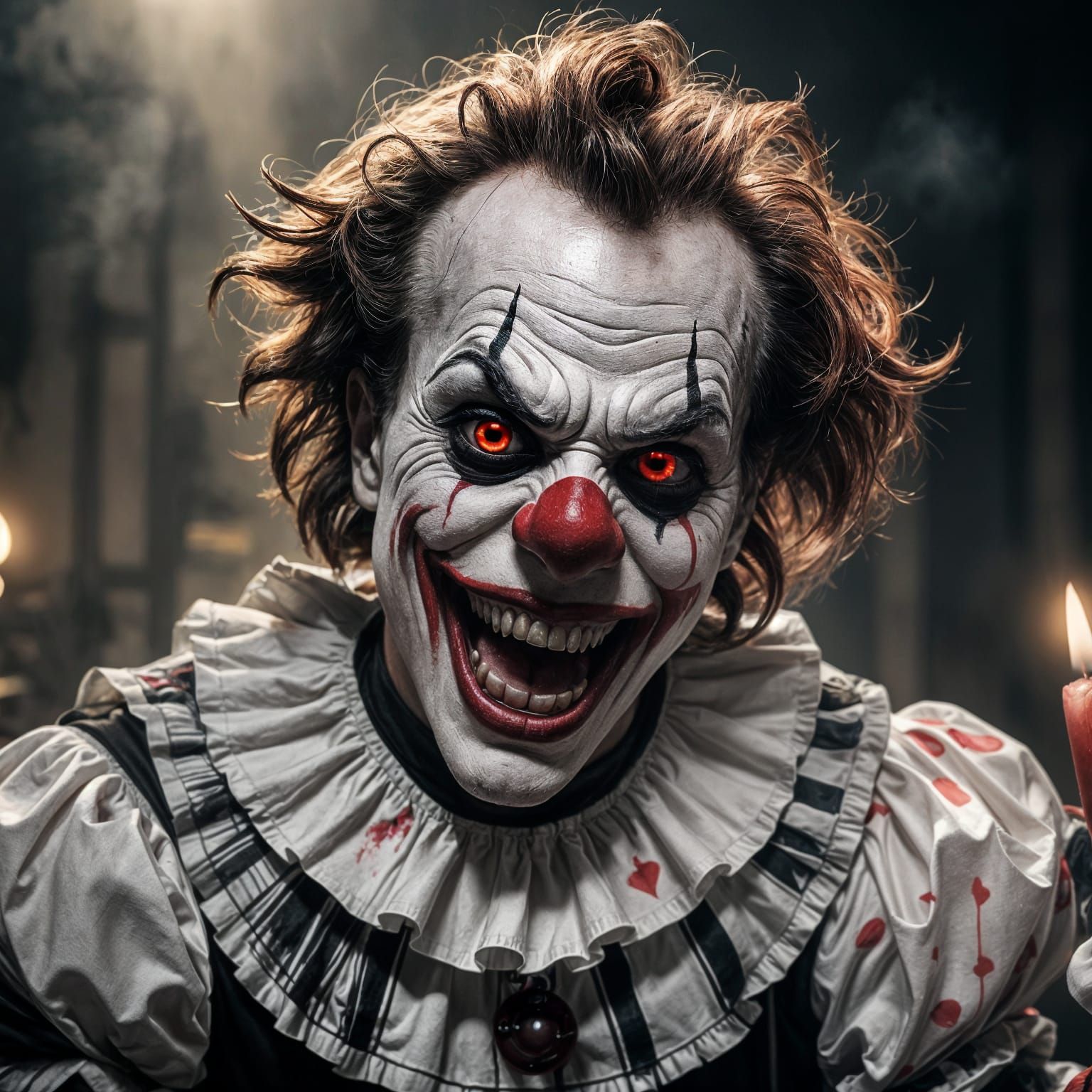 Evil Clown Feasting in Sinister Horror