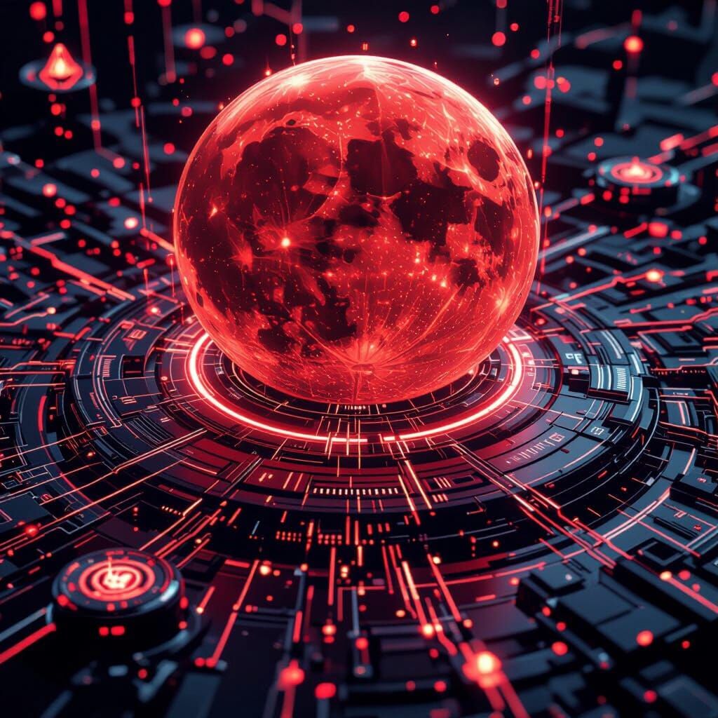 Crimson Moon Empire: A Futuristic 3D Map