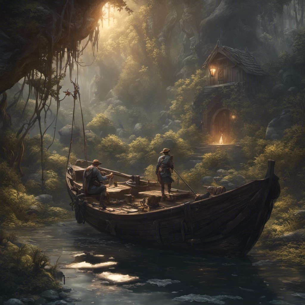 Dark Fantasy Fisherman, Detailed Digital Art