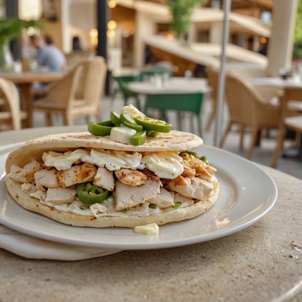 Chicken Pita Sandwich in Luxurious Restaurant: Matte Paintin...