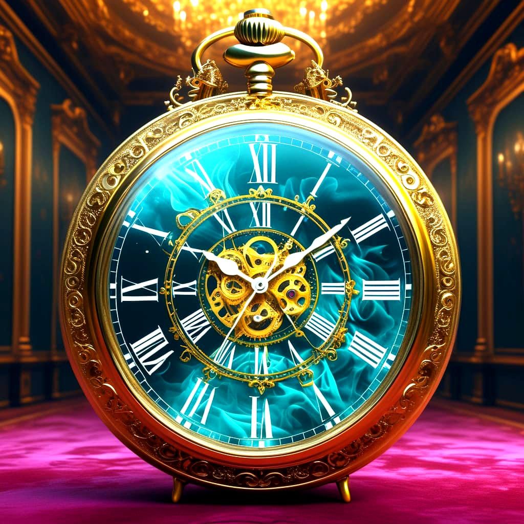 Surrealism. Close up. A misty micro clockwork pocket watch f...