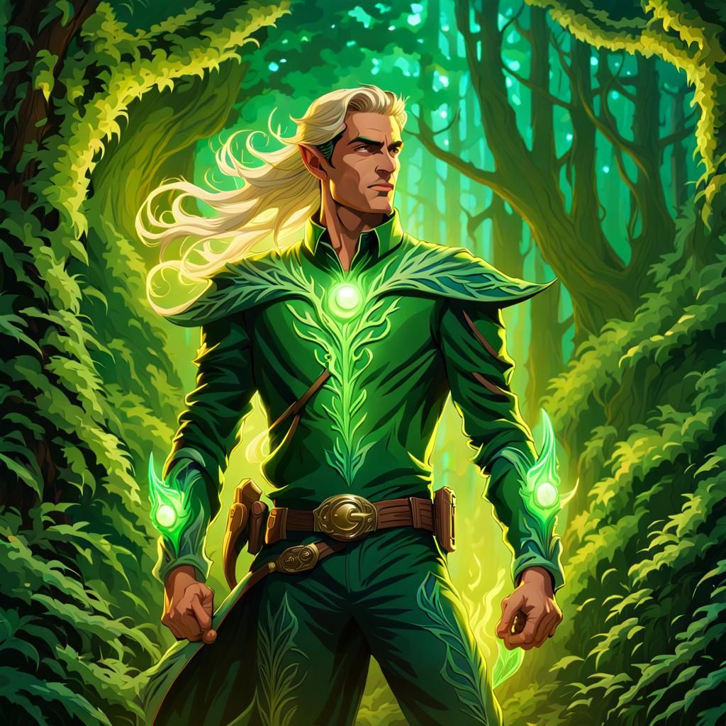 Elf Forest Spirit in Superhero Cowboy Style