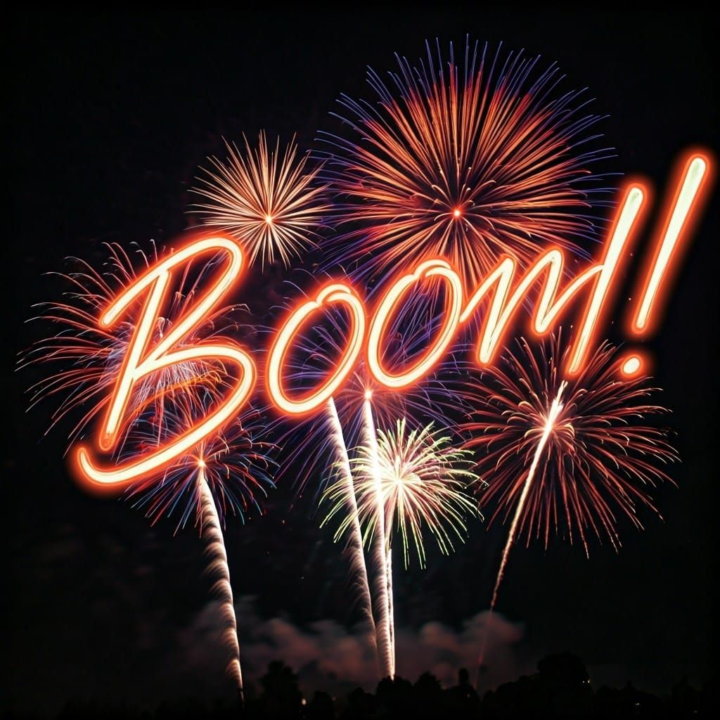 Fireworks exploding in the night sky during a celebration, w...