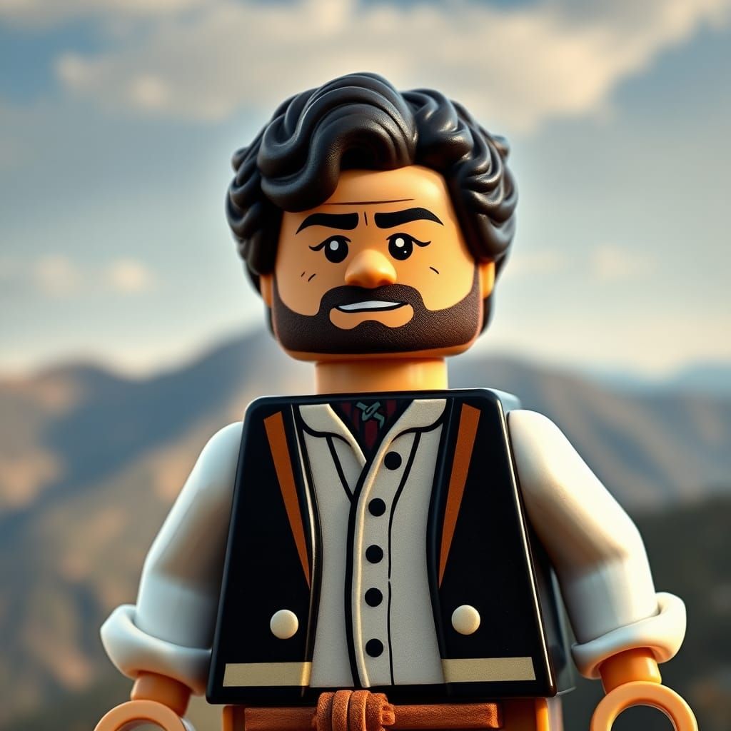 Armenian Man Lego Minifigure with Mountain Backdrop