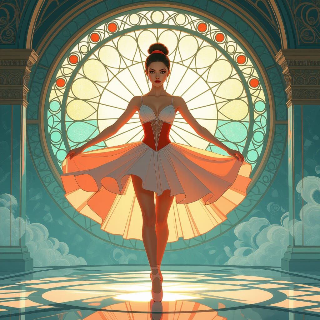 Balerina in Pastel Hues with Dynamic Lighting