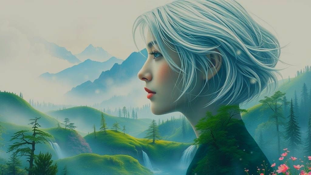 Enchanted Portrait with Ethereal Landscape