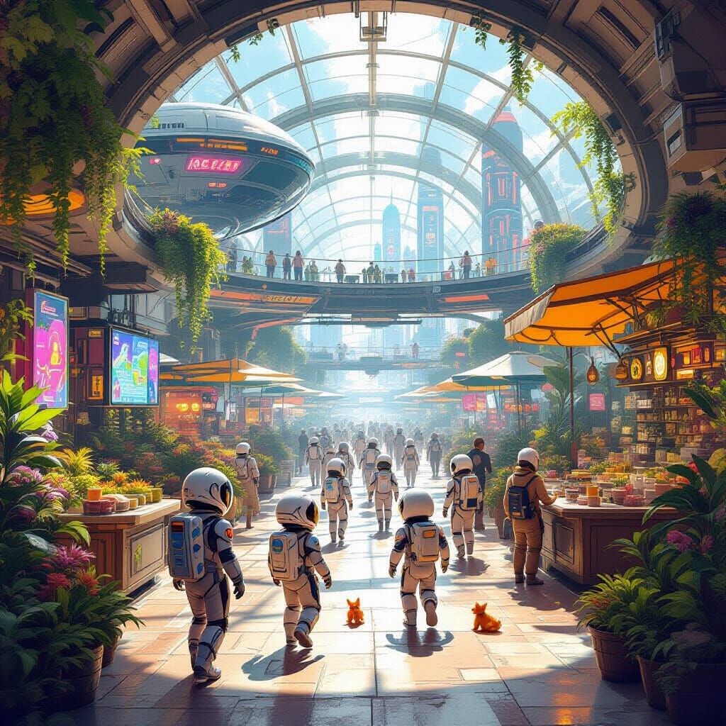 Martian Market 2153: Alien Flora and Colonists