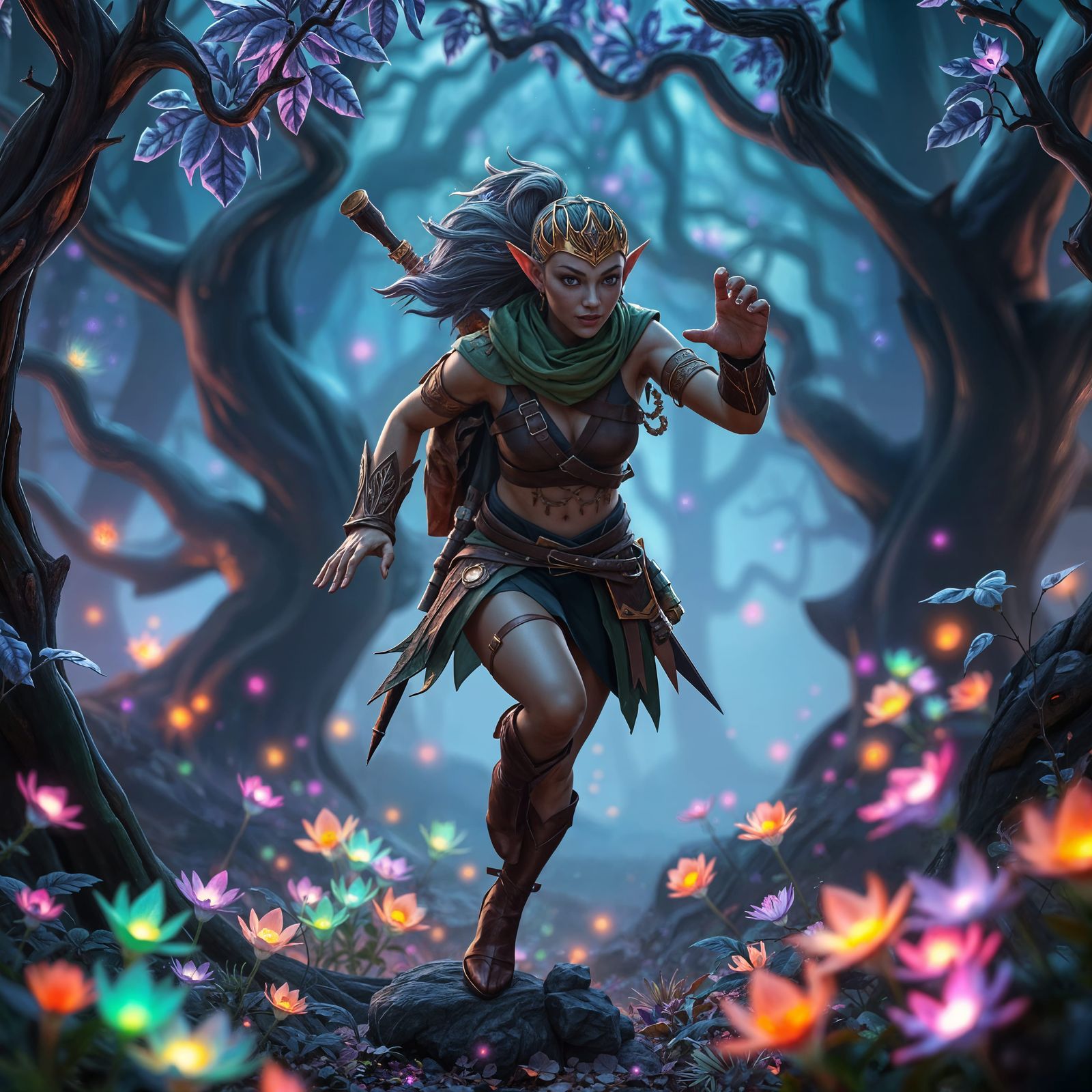 Ethereal Night Elf Ranger in Luminous Forest