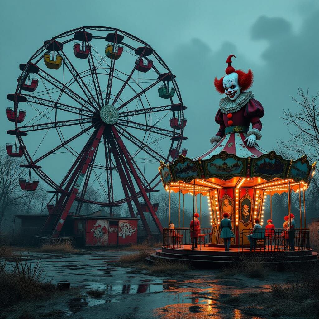 Abandoned Carnival Becomes Villain's Lair in Gritty Acrylic ...
