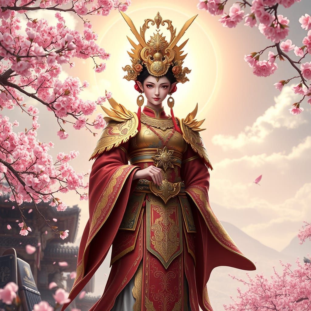 Amaterasu Goddess of Sun in Vibrant Anime-Inspired Armor