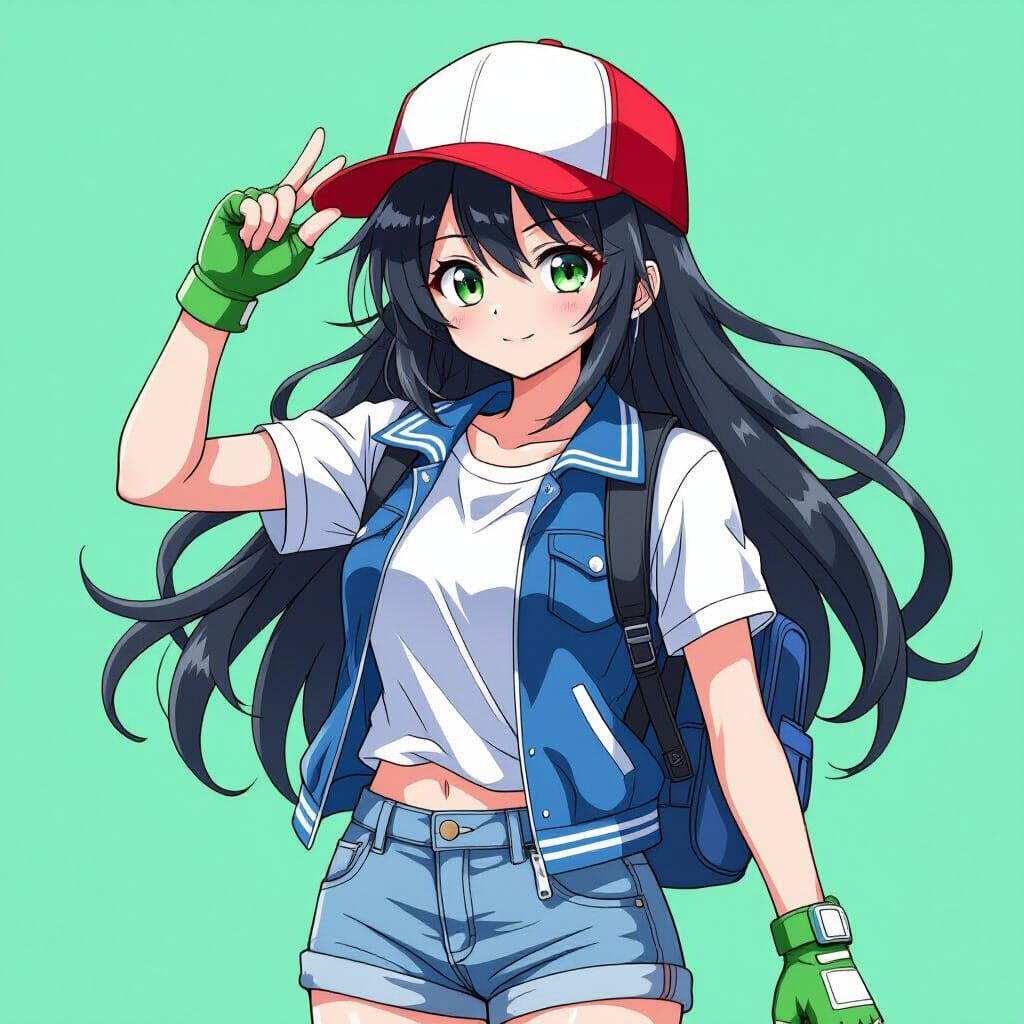 Anime Girl with Spiky Hair in Manga Style