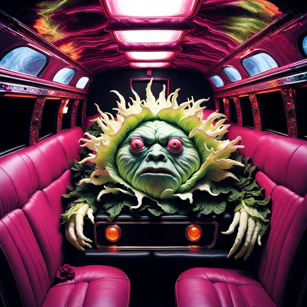 Yeti Drives Cabbage Limousine: Psychedelic Hyperreal Art