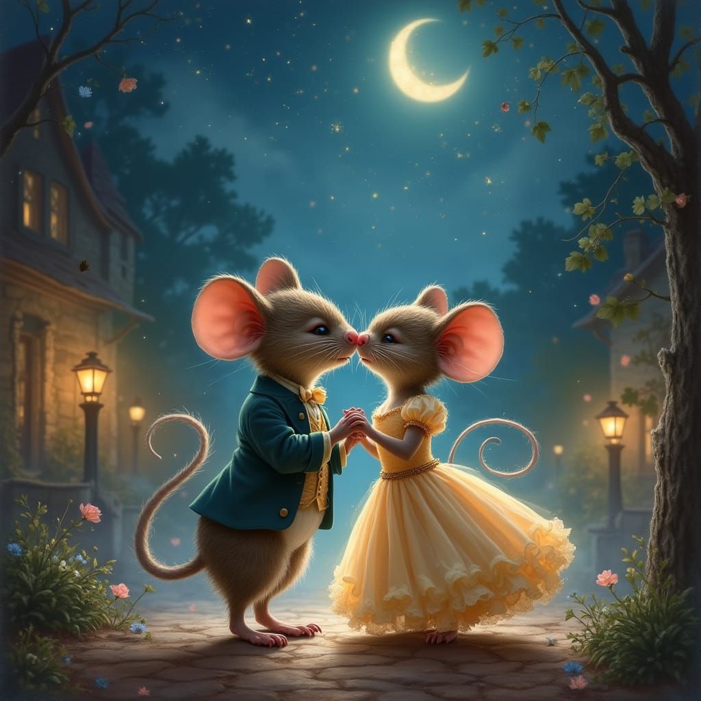 Mice Share First Kiss in Dreamy Cinema Scene