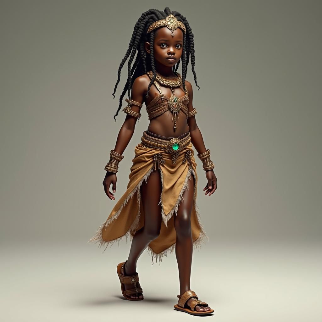 African Girl Warrior in Fantasy Art Style