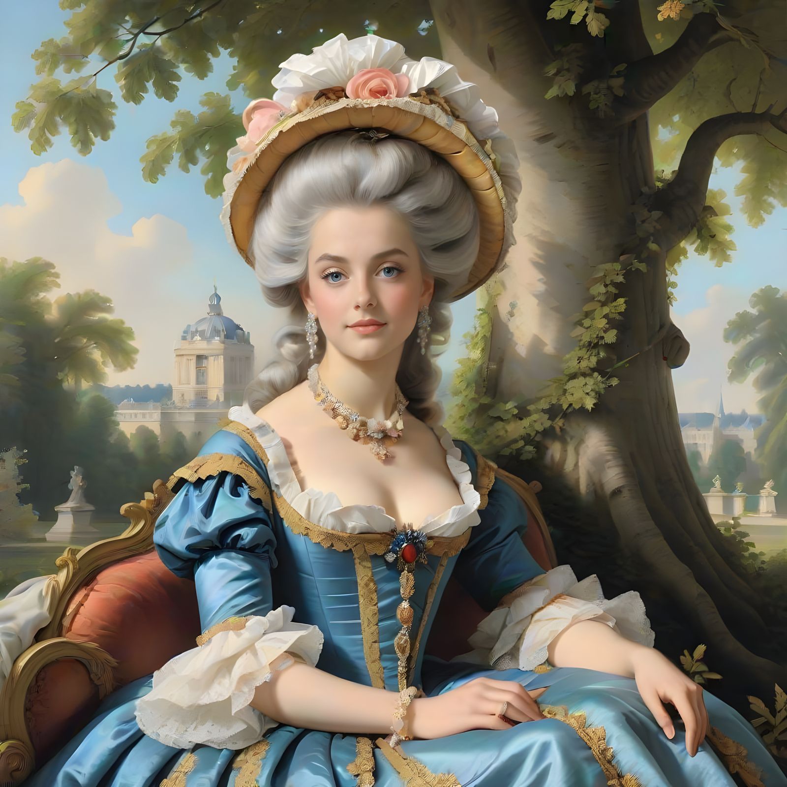 Marie Antoinette in Rococo Versailles Garden