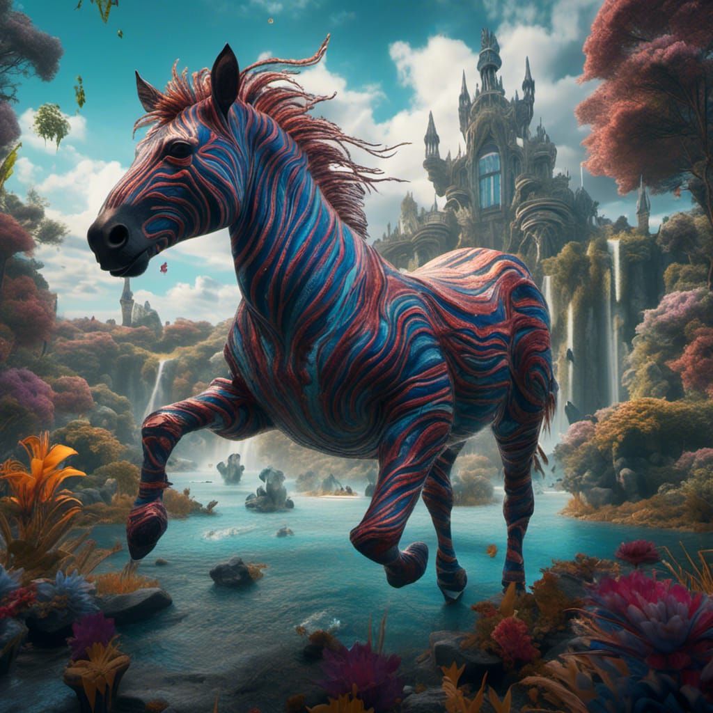 Zebra Kelpie Hybrid in Detailed Fantasy Art
