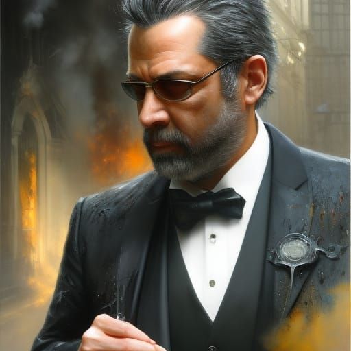 Sinister Villain in Victorian Obsidian Foil Style