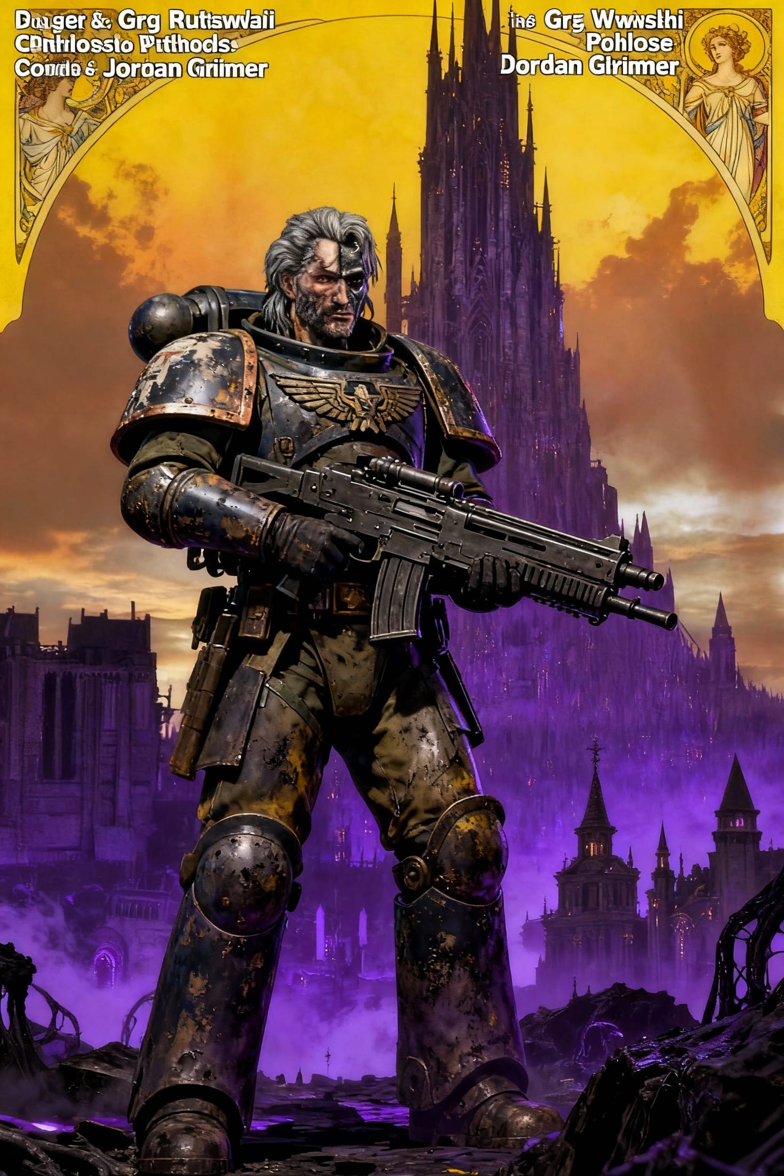 Imperial Guard Soldier with Machine Gun in Dark Fantasy Styl...