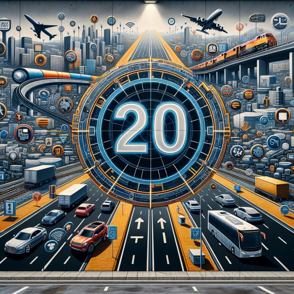 Futuristic Mural with Interconnected Themes in Neo-Futuristi...