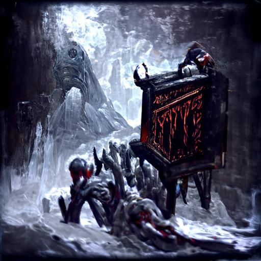 Horror Mimic Chest in Dark Dungeon Chamber