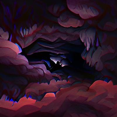 Mysterious Dark Cave Interior