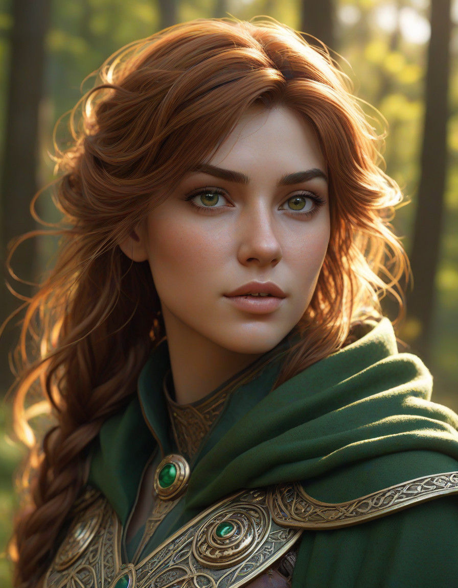 Ethereal Goddess of Autumn Splendor in Art Nouveau Style