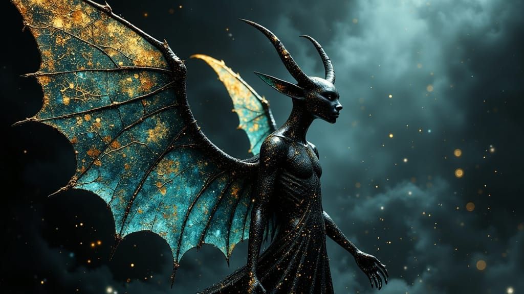 Crystal Glass Tiefling with Kintsugi Gold