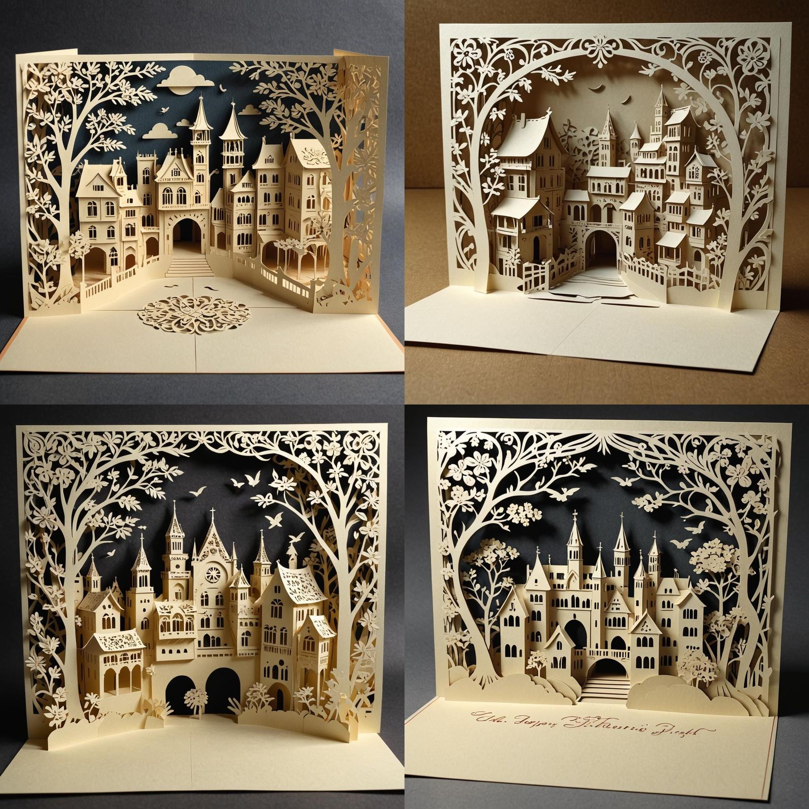 A kirigami popup post card in the style of La Cartoline Kiri...