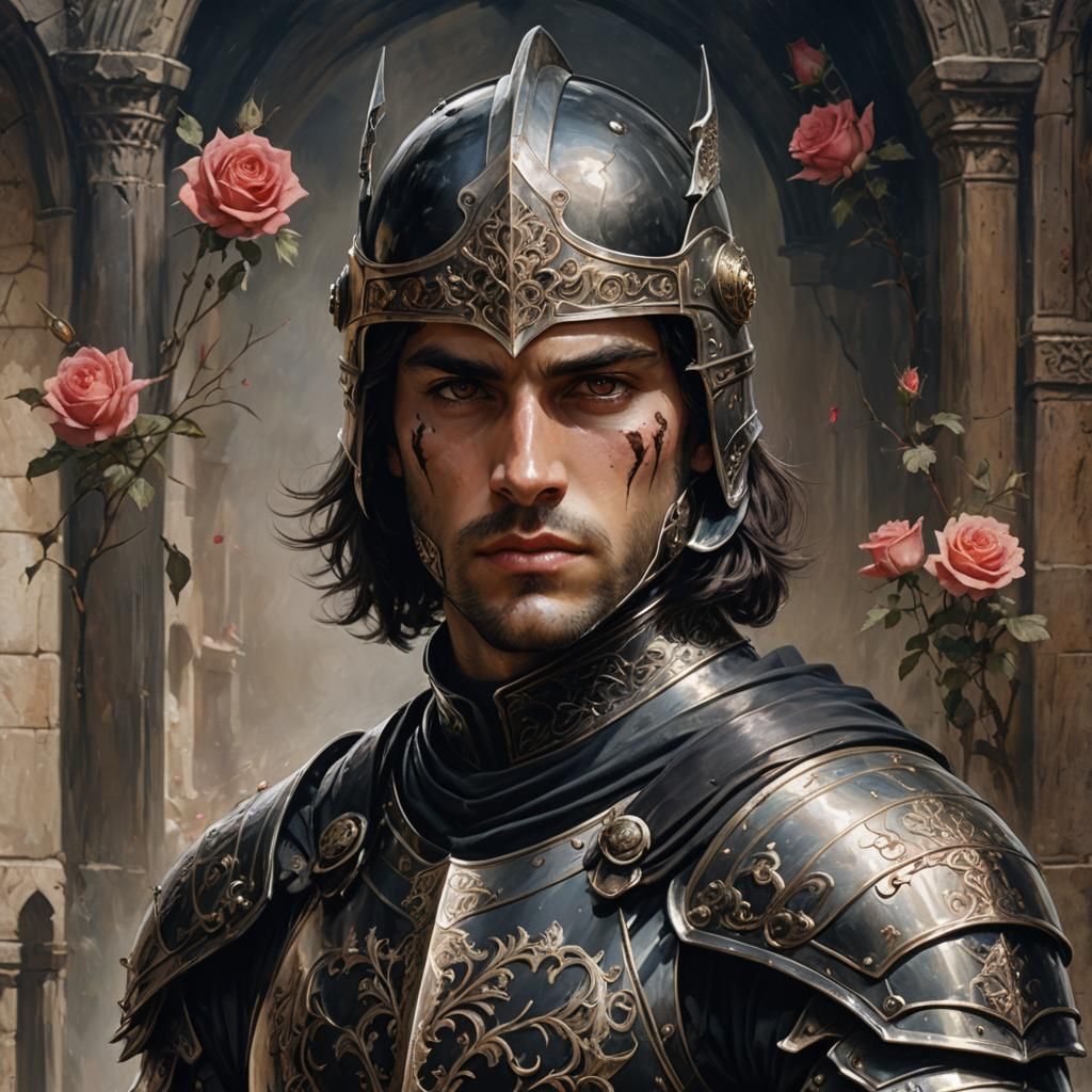 Handsome Knight in Dark Armor Concept Art