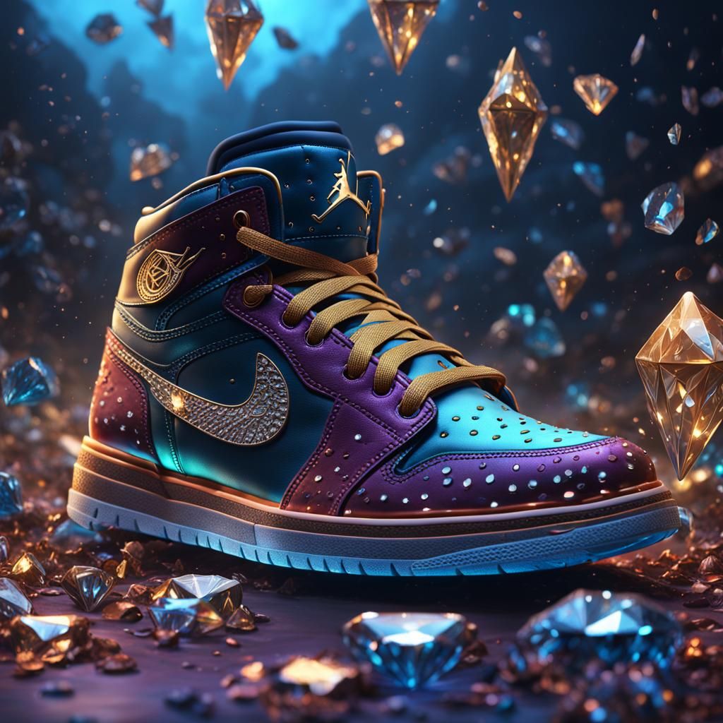 Diamond Jordan Shoes: Detailed Fantasy Concept Art