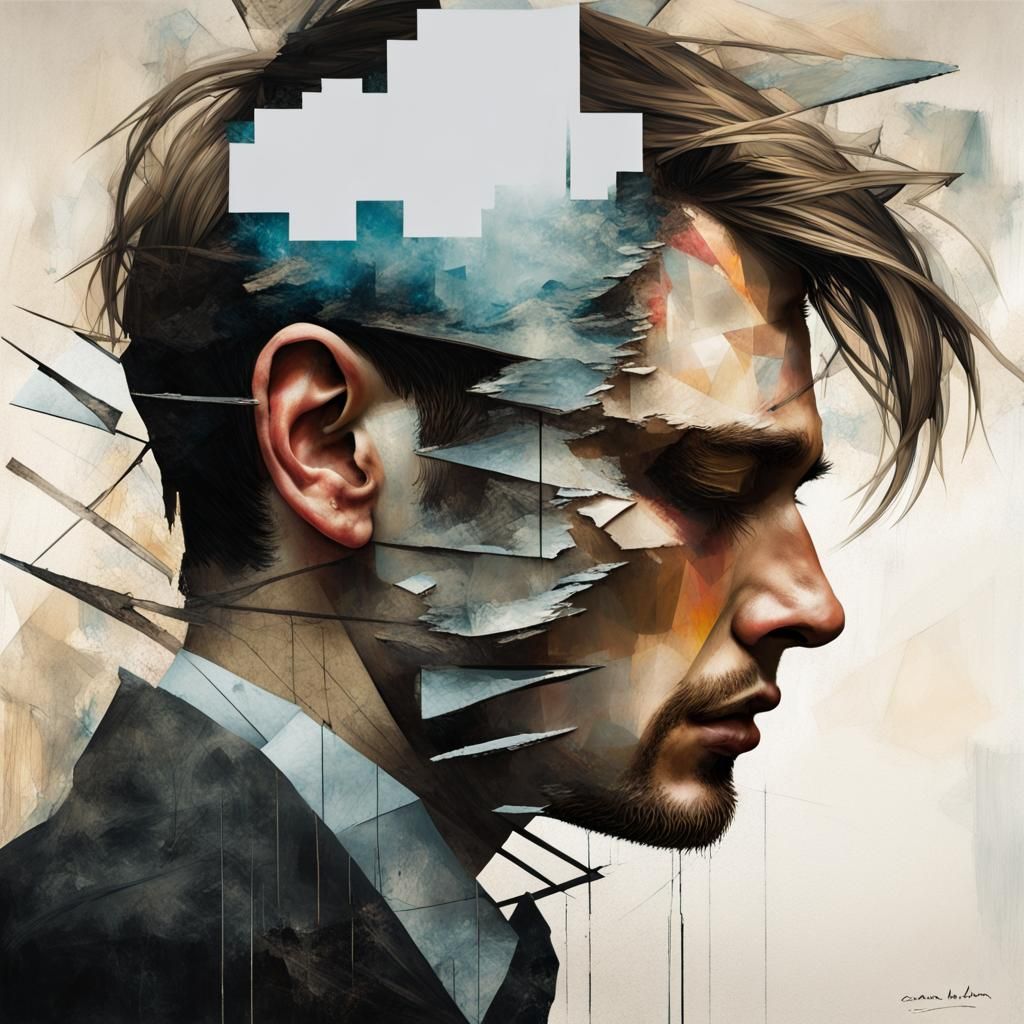Geometric Profile in Double Exposure Style