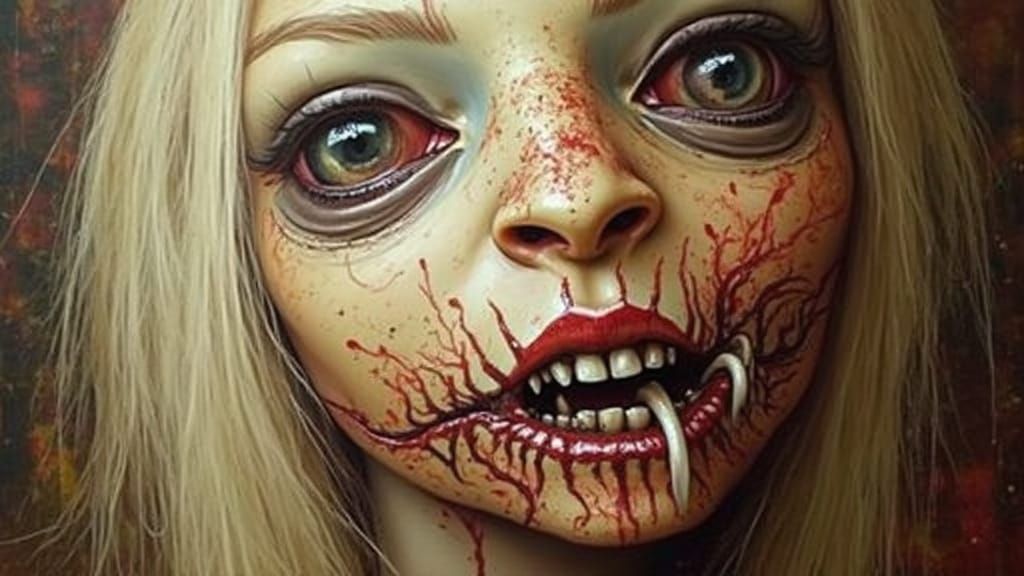 Grotesque Demon Oil Painting with Biomechanical Art Style