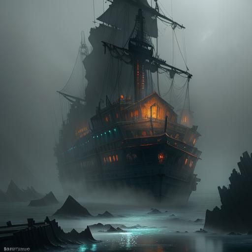 Sinister Haunted Shipwreck in Arctic Sea