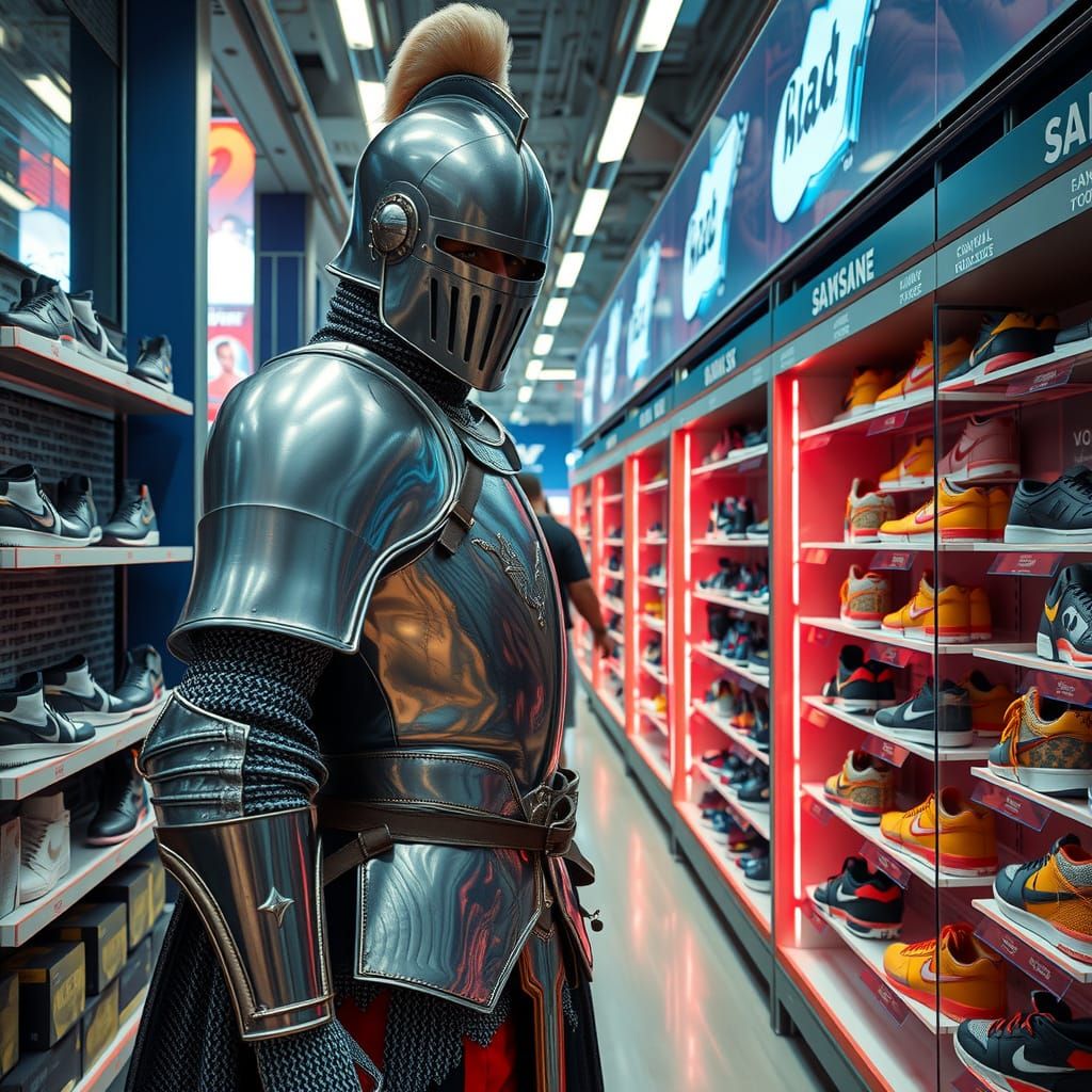 Knight Shops Sneakers in a Neon Future