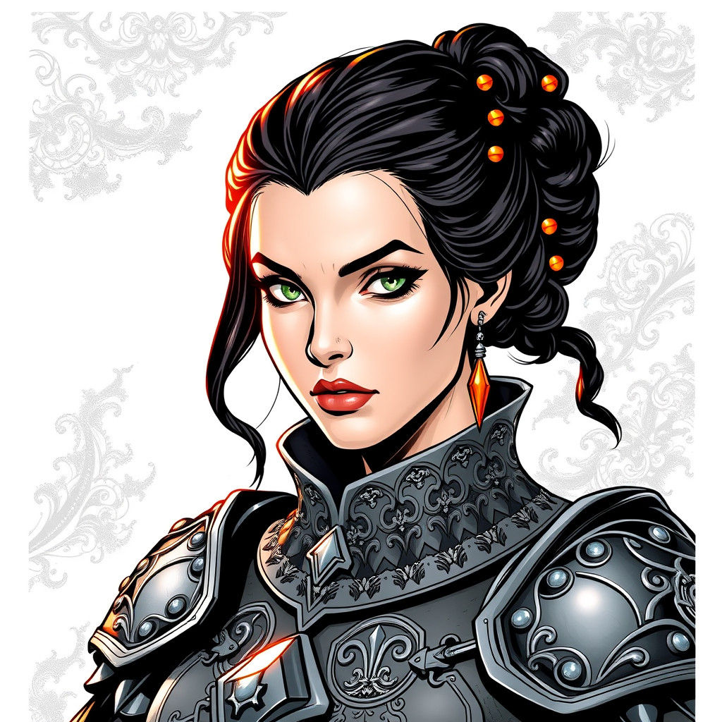 Lady Guinevere in Ornate Armor, Comic Book Art